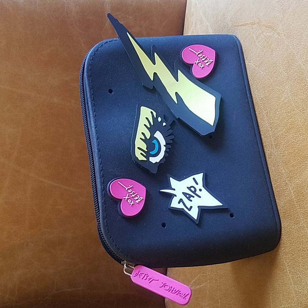 Rare! Betsey Johnson comic retro rubber cosmetic clutch bag